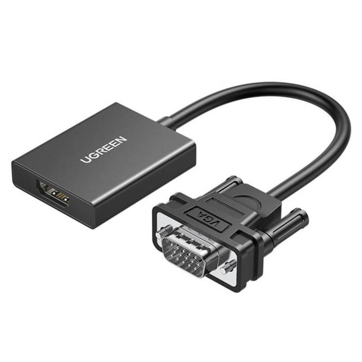 UGREEN  CM513 Cable Adapter VGA -Male- To HDMI -Female- 0.15m black - CM513 - - CompuMe