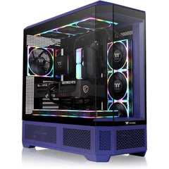 Thermaltake View 600 TG Full Tower 420mm Radiator Support Hidden Connector Support; Rotatable PCIe Slots, Future Dusk + Thermaltake 6.0" LCD Panel Kit Future Dusk