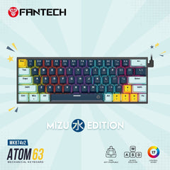 Fantech Mk874 V2 Atom 63 Hot Swappable Mechanical Keyboard Navy Blue