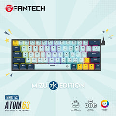 Fantech Mk874 V2 Atom 63 Hot Swappable Mechanical Keyboard Sky Blue