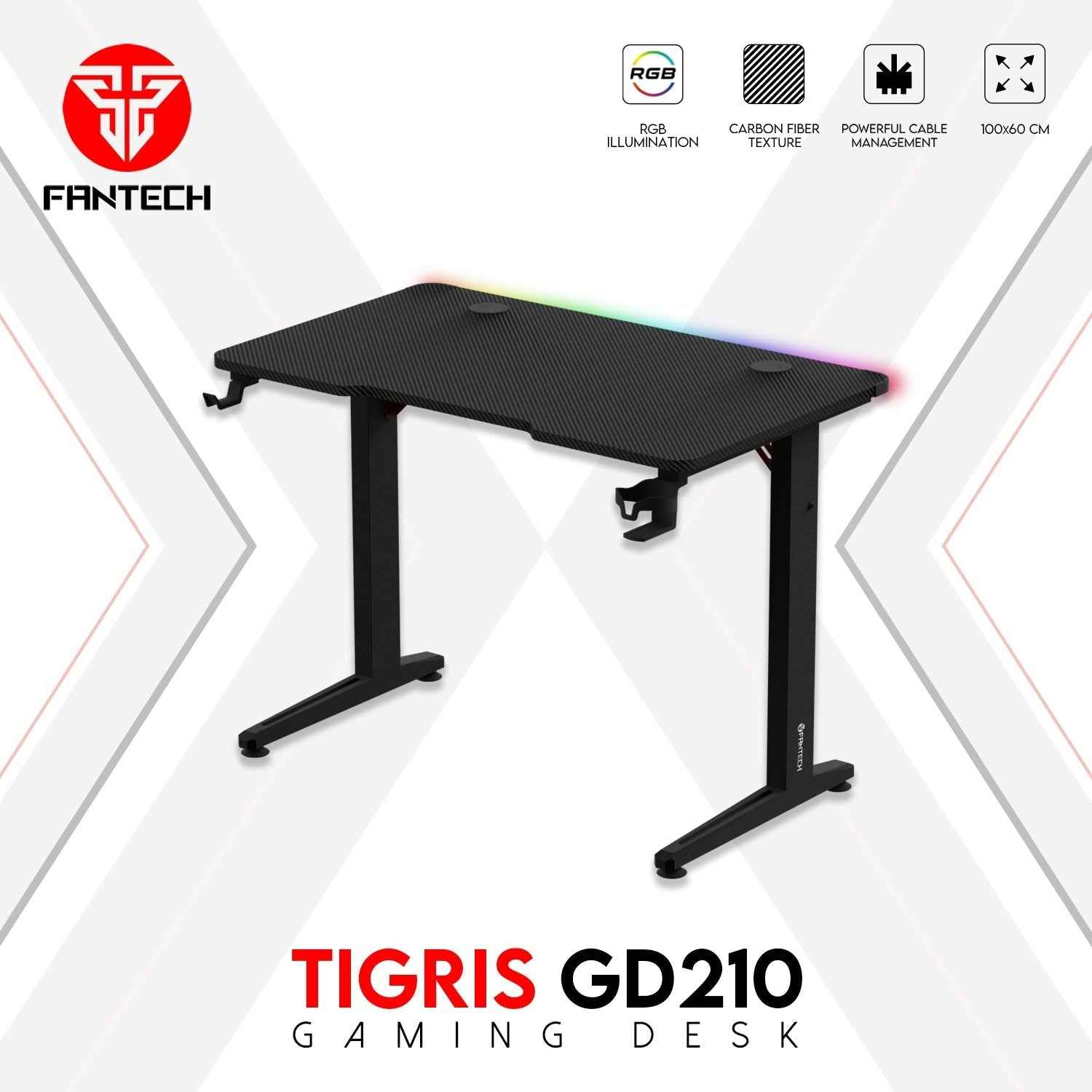 Fantech Tigris GD210 Gaming Desk RGB Illumination Premium and Sleek Large Surface with Cable Management