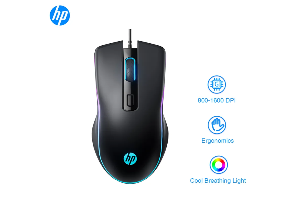 HP M200 Optimum Performance Optical Wired Gaming Mouse Adjustable 800,1200,1600 & 2400 DPI 6 Buttons with 1.8M cable For Office Game Computer Notebook