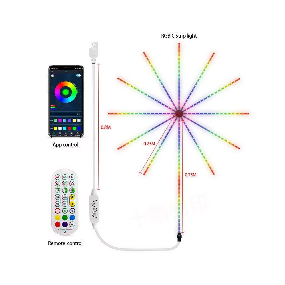 Firework Night Lamp RGB Bluetooth Music Sound - CompuMe