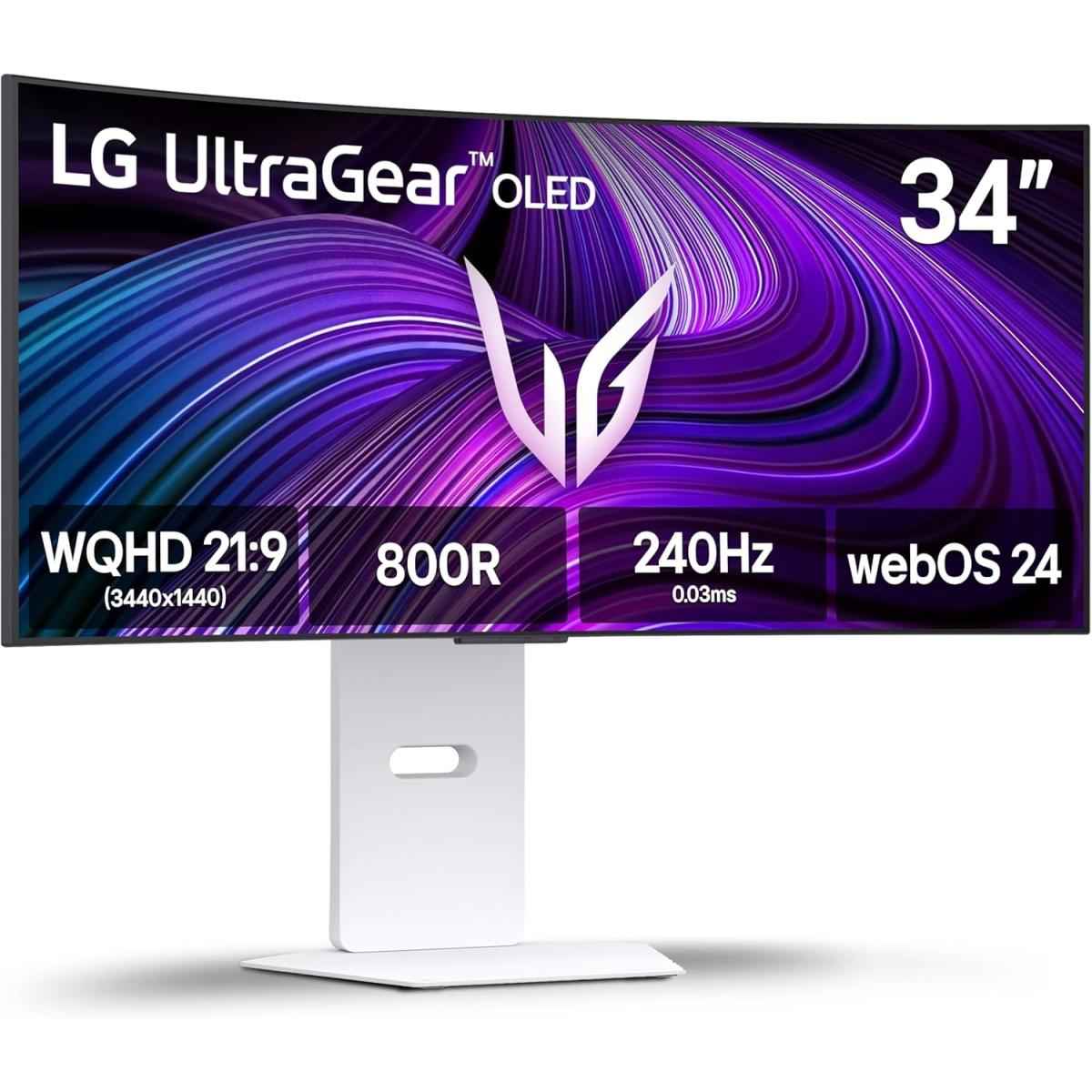 Lg 34gx90sa Ultragear™ Smart 34” Oled Curved 800r 2k Hdr10 240hz 0.03ms True Black 400 Webos24 Ai Piure & Sound G Sync Compatible Hdmi 2.1 Adjustable Stand White
