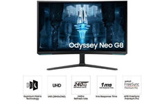 Samsung 32" Odyssey Neo G8 4k Uhd 240hz 1ms G Sync Curved Hdr 2000 G Sync Compatible Adjustable Stand