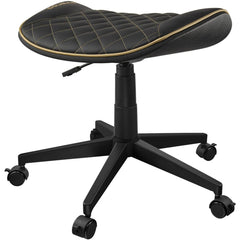 Cougar Crosser Multi Use Gaming Stool Scalloped Seat Pvc Synthetic Leather Upholstery Adjustable Height Base With 5 Wheels Up To 120 Kg Weight Support, Balck Gold