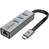 Promate Gigahub C Usb C To Ethernet Adapter Hub Aluminum Usb C Hub To 10/100/1000mbps Ethernet Port 5 Gbps Sync Charge 3x Usb 3.0 Ports