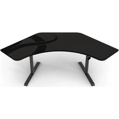Arozzi Arena Angelo L Shaped Gaming Desk, Pc Gaming Desk L Shape, Height Adjustable L Shaped Standing Desk For Home Office, Computer Desk With Full Coverage Mouse Pad , Gun Metal