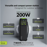 Goui Beast Power Station , With Led Flashlight Portable Power Station (200w Rated Output And 400w Peak), 209wh Capacity 5 Ways To Charge Digital Screen Ac & Dc Ports