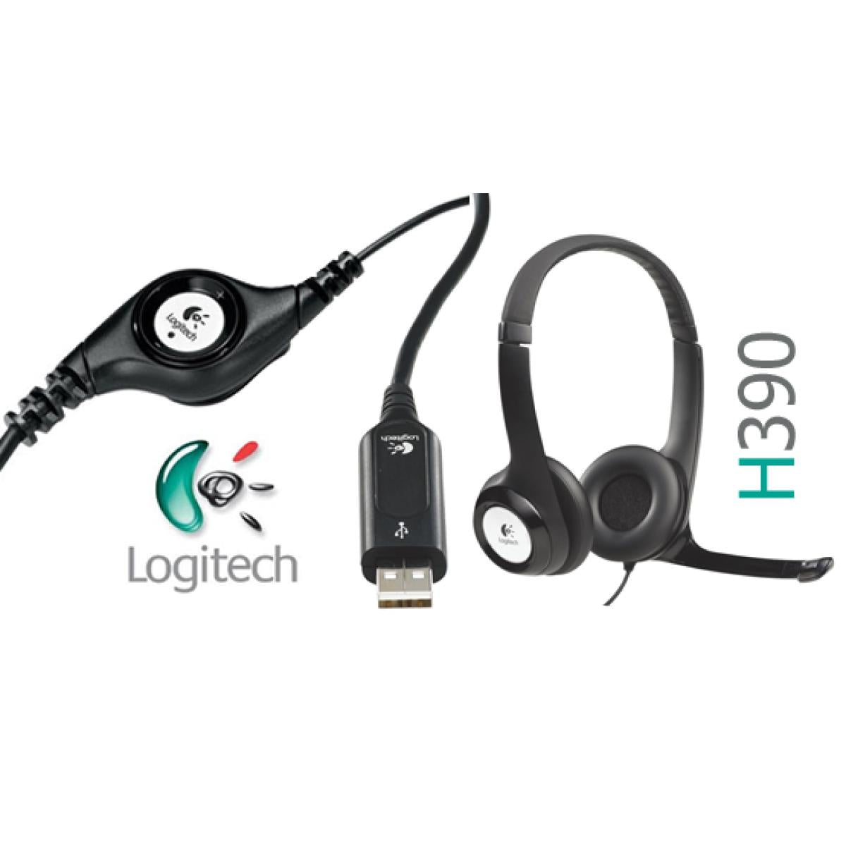 Logitech H390 Wired Headset W/ Noise Cancelling Microphone Usb In Line Controls Pc/mac/laptop Black - CompuMe