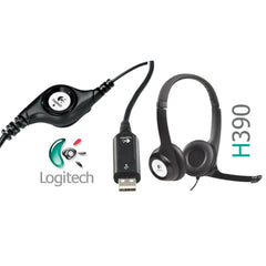 Logitech H390 Wired Headset W/ Noise Cancelling Microphone Usb In Line Controls Pc/mac/laptop Black - CompuMe