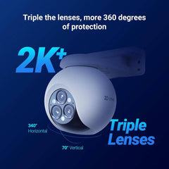 Ezviz H80F Multi Triple-Lens Smart Home Wi-Fi Camera, 2K+ Triple Lenses, 360° Panoramic View, 12x Mixed Zoom, Color Night Vision, Two Patrol Modes, IP67 Weatherproof, White