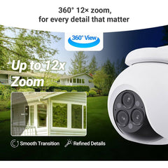 Ezviz H80F Multi Triple-Lens Smart Home Wi-Fi Camera, 2K+ Triple Lenses, 360° Panoramic View, 12x Mixed Zoom, Color Night Vision, Two Patrol Modes, IP67 Weatherproof, White