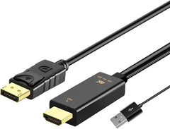 HDMI MALE TO DISPLAYPORT MALE ADAPTER CABLE USB 2.0 MALE 1.8M - H147