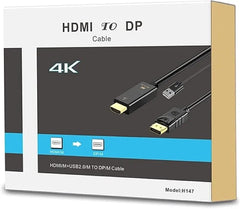 HDMI MALE TO DISPLAYPORT MALE ADAPTER CABLE USB 2.0 MALE 1.8M - H147