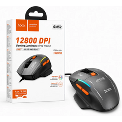 HOCO GM52 Gaming Wired Mouse 12800 DPI 1000Hz 6-Button Black/Orange