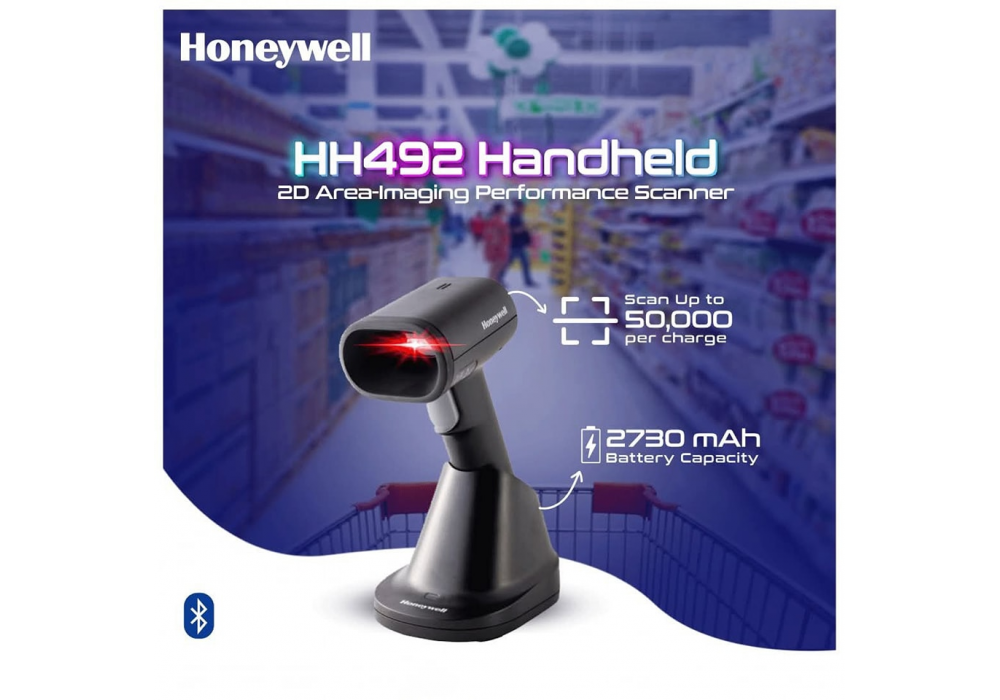 Honeywell Scanner KIT HH492 Wireless 1D/2D/DotCode/PDF Charging Black CHARGE | HH492 - CompuMe