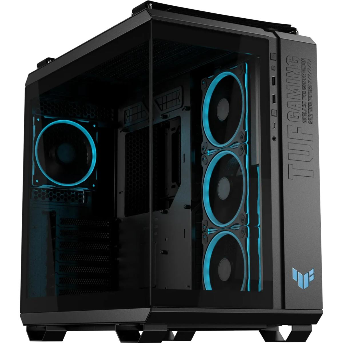 Asus Tuf Gt502 Horizon Argb Dual Chamber Design Independent Cooling Zones For The Cpu & Gpu W/ Pre Installed 4 Argb Fans Black
