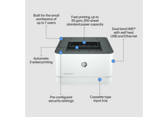HP LaserJet Pro 3003dw – Monochrome Duplex Laser Printer, 33 ppm, Wireless & Ethernet, 1200 × 1200 dpi, 50,000 Page Duty Cycle