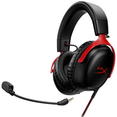 HyperX Cloud III DTS:X Spatial Virtual 3D Surround Sound Gaming Headset w/ Improved Bass & Superior Noise-cancelling Mic Quality & Onboard Controls , Multiplatform Compatibility (USB-C, USB-A, and 3.5mm) - Black & Red | SKU: 727A9AA | OS | Jor