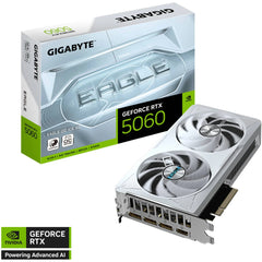 GIGABYTE GeForce RTX 5060 EAGLE OC ICE Graphics Card, 8GB GDDR7 128-Bit Memory, 2497 MHz Core Clock, 28 Gbps Memory Clock, 3840 CUDA Cores, PCI Express 5.0, White