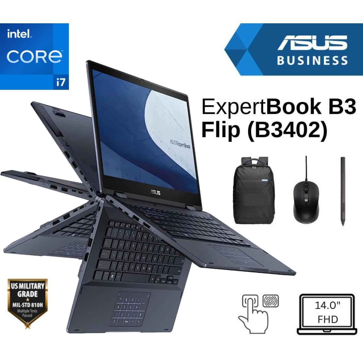 Asus Expertbook B3 Flip (2024) B3402fva Intel 13gen Intel Core I7 10 Cores Business Class Military Grade Aluminum 2 In 1 Touch Display