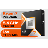 AMD RYZEN 7 9850X3D Up to 5.6GHz 8 Cores 16 threads 96MB Cache AM5 CPU Processor w/ 2nd Gen AMD 3D V-Cache