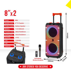 Jbr - C802 Professional RGB Super Bass Wireless Trolley Karaoke Speakers Fm Radio