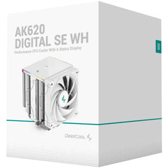 Deepcool Ak620 Digital Se Cpu Air Cooler Mighty 260w Tdp 6 Copper Heat Pipes Dual Tower Cpu Cooler W/ Argb Led Strip & Digital Screen Displays , White