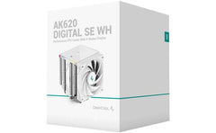 Deepcool Ak620 Digital Se Cpu Air Cooler Mighty 260w Tdp 6 Copper Heat Pipes Dual Tower Cpu Cooler W/ Argb Led Strip & Digital Screen Displays , White