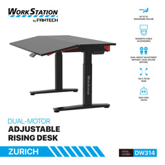 Fantech DW314 WORKSTATION ZURICH Electric Sit-Stand Tilt Height Adjustable Rising Magnetic Desk