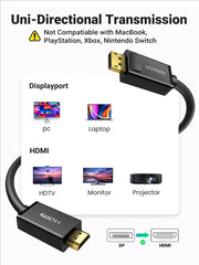 Ugreen 10204 Displayport 1.2 To Hdmi Cable 4k30hz Fhd120hz – 5m