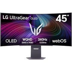 LG 45GX90SA UltraGear™ Smart 45” OLED Curved 800R 2K 240Hz 0.03ms HDR True Black 400 webOS 24 AI Picture & Sound G-SYNC Compatible HDMI 2.1 & USB C Adjustable Stand - Black