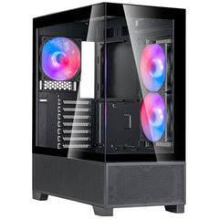SilverStone Lucid 05 (Black) ARGB ATX Mid Tower Tempered Glass Gaming Case w/ Bold 270° Panoramic View w/ USB Type-C & 3x120mm ARGB Fans + Front 2x 80mm | SST-LD05-B-ARGB |