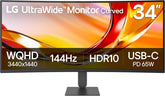LG 34U640B-B 34-inch UltraWide Wide QHD 2K 144Hz Curved Gaming Monitor