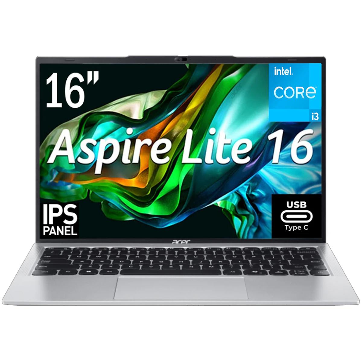 Acer Aspire Lite 16 Al16 52p (2023) New 13th Gen Intel Core I3 5 Cores Slim Design W/ Ddr5 Memory & 16" Ips Full Hd+ Display & Usb C Charging & Big Battery Silver