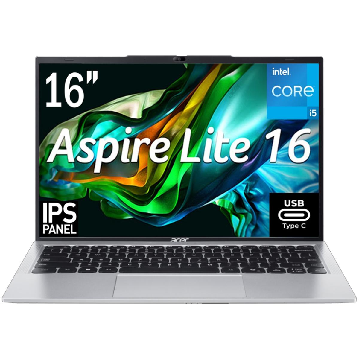 Acer Aspire Lite 16 Al16 52p (2023) New 13th Gen Intel Core I5 10 Cores Slim Design W/ Ddr5 Memory & 16" Ips Full Hd+ Display & Usb C Charging Silver
