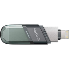 SanDisk 128GB iXpand Flash Drive Flip 2-in-1 Flash Drive w/ Lightning & USB Type-A Connectors Password-Prote Easily Free up Space Your iPhone - Sea Green