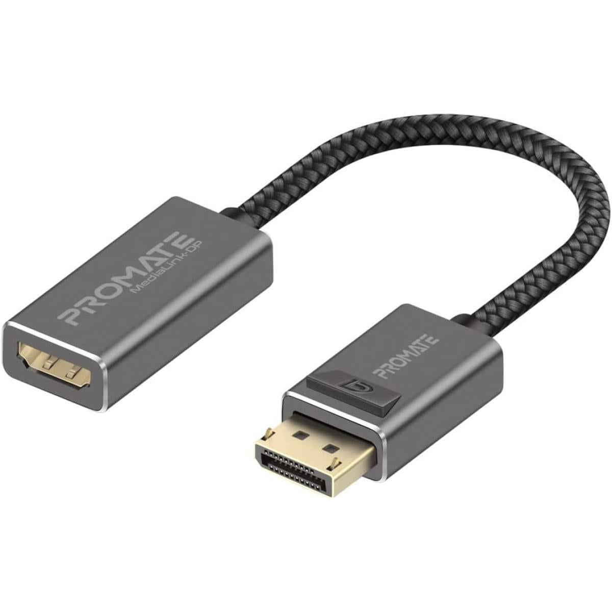 Promate Medialink Dp Displayport To Hdmi Adapter With Gold Platted Conneors Nylon Cable Uni Direional Display Promate Medialink Dp Displayport To Hdmi Adapter With Gold Platted Conneors Nylon Cable Uni Direional Display