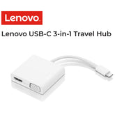 Lenovo USB - C 3 In 1 Travel Hub 4k HDMI, Vga, USB 3.0 Plug And Play, White, laptop