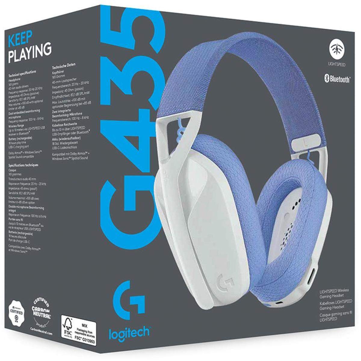 Logitech G435 LIGHTSPEED Wireless (White) Dual Mode (2.4GHz & Bluetooth) Gaming Headset , Dolby Atmos, Lightweight, USB-C Charging , Upt To 18 Hours, Multi Platform Support | Logitech G435 Wireless White | - CompuMe Logitech G435 LIGHTSPEED Wireless (White) Dual Mode (2.4GHz & Bluetooth) Gaming Headset , Dolby Atmos, Lightweight, USB-C Charging , Upt To 18 Hours, Multi Platform Support | Logitech G435 Wireless White | - CompuMe