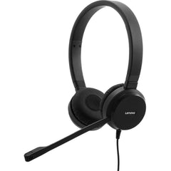 Lenovo Pro Wired Stereo Voip Headset Powered By Jabra Noise Cancelling Microsoft Teams And Skype For Business W/ Call Controller & Usb A Or 3.5 Mm Conneion , Black