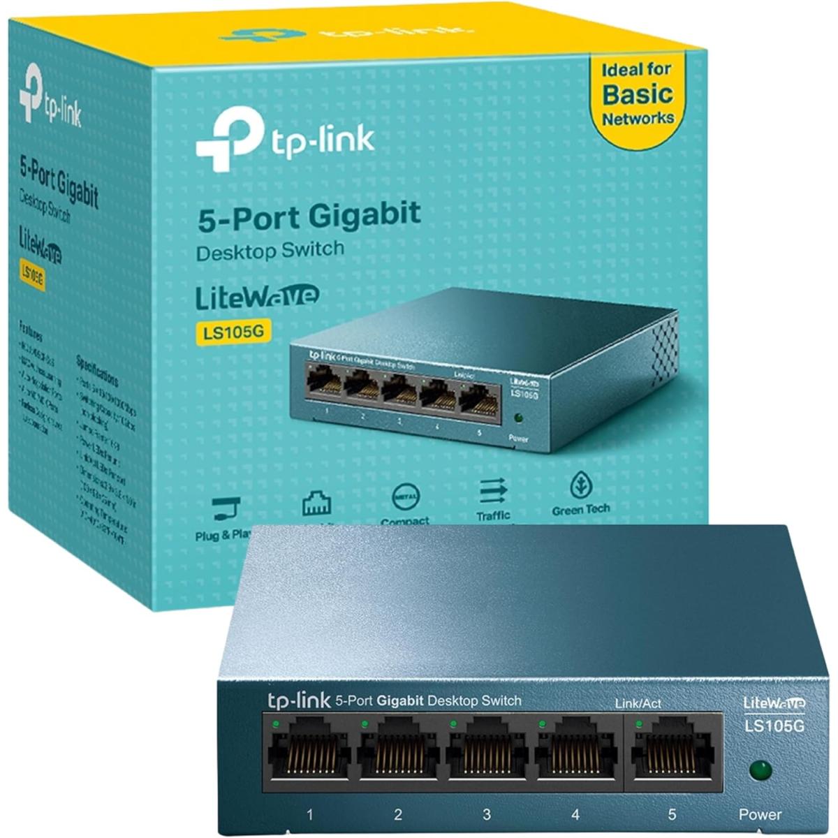 Tp Link Ls105g 5 Port Desktop/wallmount Gigabit Ethernet Switch/hub Network Splitter Steel Case Tp Link Ls105g 5 Port Desktop/wallmount Gigabit Ethernet Switch/hub Network Splitter Steel Case