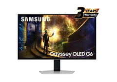 Samsung Odyssey OLED G6 (DG612) 27" Flat Monitor 2K (2560 x 1440) 240Hz, 0.03ms(GTG), Quantum Dot, HDR10+, 99% DCI Coverage, 10Bit, HDMI 2.1, G-Sync compatible w/ Sleek Metal Design & Ergonomic Stand