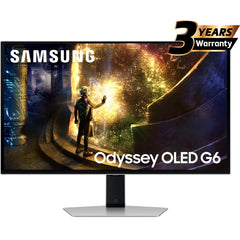 Samsung Odyssey OLED G6 (DG612) 27" Flat Monitor 2K (2560 x 1440) 240Hz, 0.03ms(GTG), Quantum Dot, HDR10+, 99% DCI Coverage, 10Bit, HDMI 2.1, G-Sync compatible w/ Sleek Metal Design & Ergonomic Stand | LS27DG612SMXUE | - CompuMe