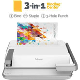 Fellowes Lyra 3 In 1 Binding Centre ( Comb Binder, Stapler & Hole Puncher ) White & Grey