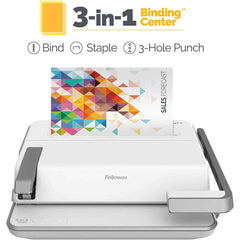 Fellowes Lyra 3 In 1 Binding Centre ( Comb Binder, Stapler & Hole Puncher ) White & Grey