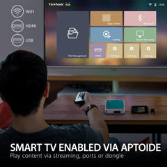 ViewSonic M1 Mini Plus Smart Wi-Fi Ultra-Portable Projeor w/ Bluetooth, JBL Speaker HDMI & USB Type C Built-in Battery