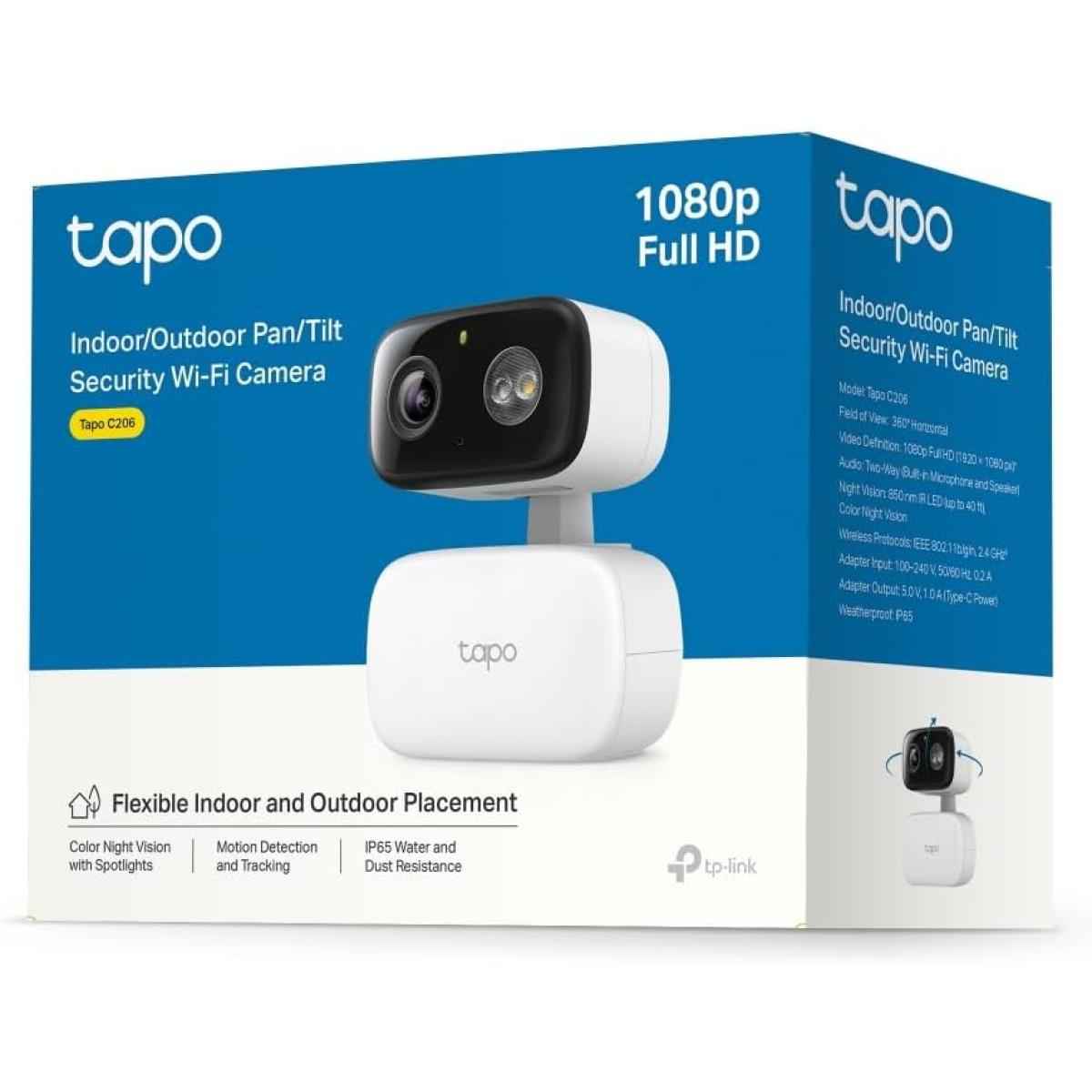 Tp Link Tapo C206 Mini Surveillance Camera Recording 1080p 360° Coverage For Indoor And Outdoor, Ai Deteion And Notifications, Microsd Card Up To 512gb