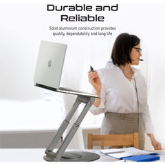 Promate Laptop Aluminum Stand Adjustable W/ Anti Slip Pads 360 Degree Rotation Heat Dissipation Extendable Height & Portability - CompuMe